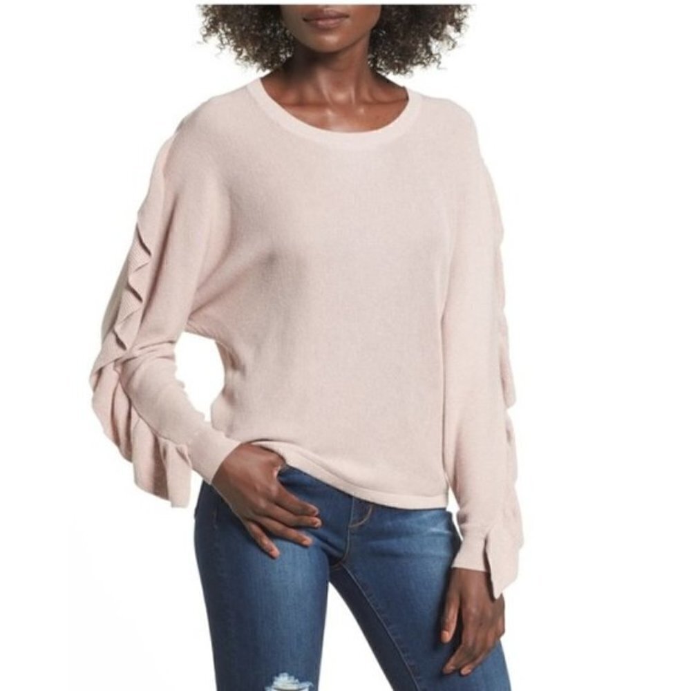 Leith Ruffle Sleeve Sweater, Size S